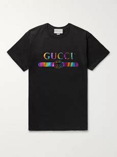 gucci rainbow shirt|gucci metallic t shirt.